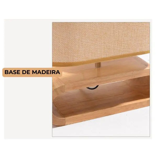 Luminária de Mesa com Base de Madeira Nórdica Casamarella