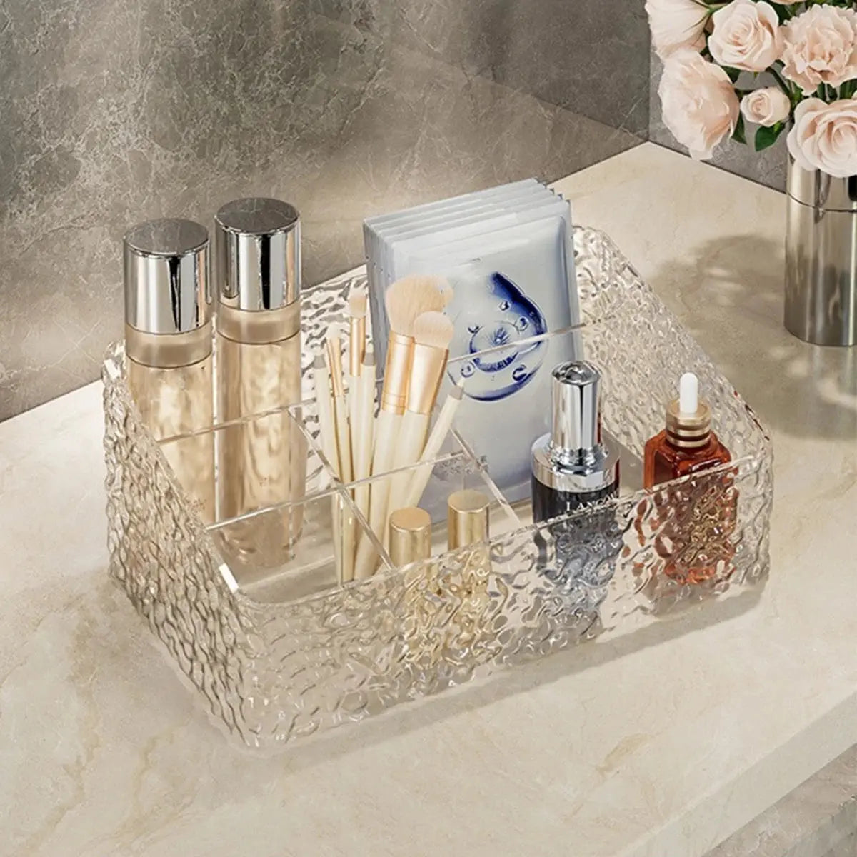 Organizador de Maquiagem e Cosméticos de Acrílico com Design Elegante e Divisórias Casamarella