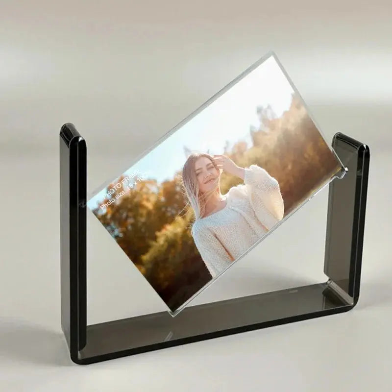 Porta-Retrato de Acrílico Transparente Giratório, Dupla Face e Criativo Casamarella