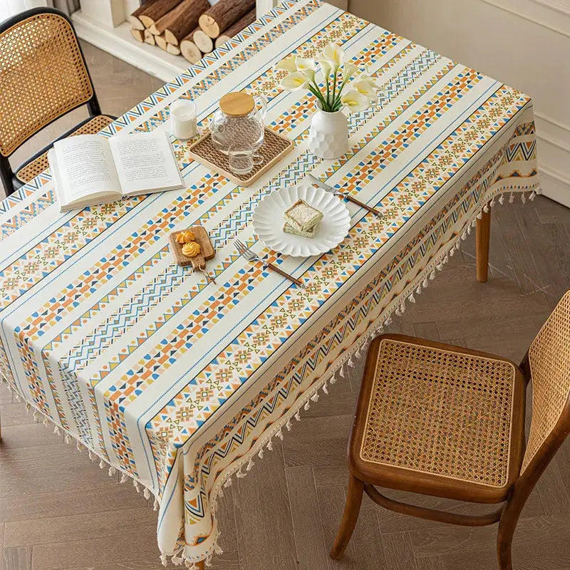 Toalha de Mesa Retangular/Quadrada Estilo Étnico 