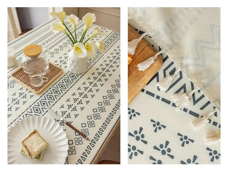 Toalha de Mesa Retangular/Quadrada Estilo Étnico 