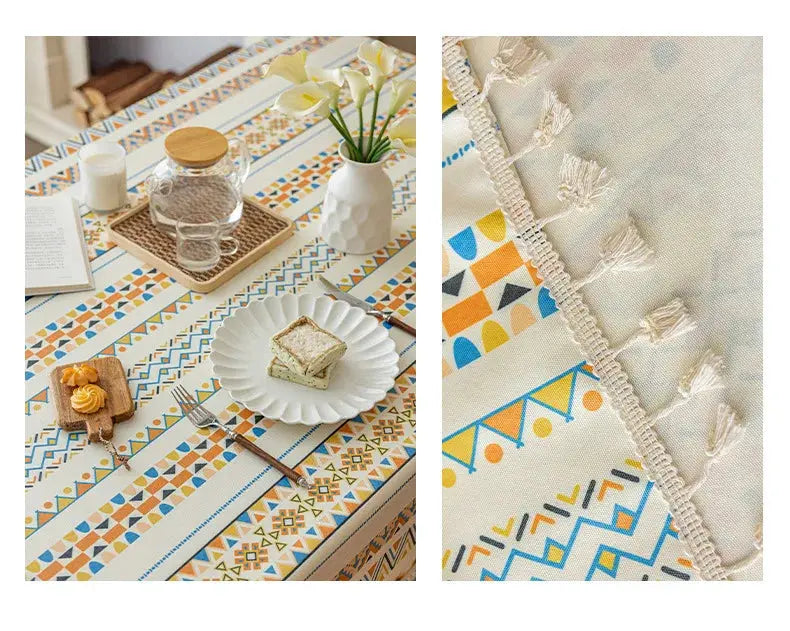 Toalha de Mesa Retangular/Quadrada Estilo Étnico 