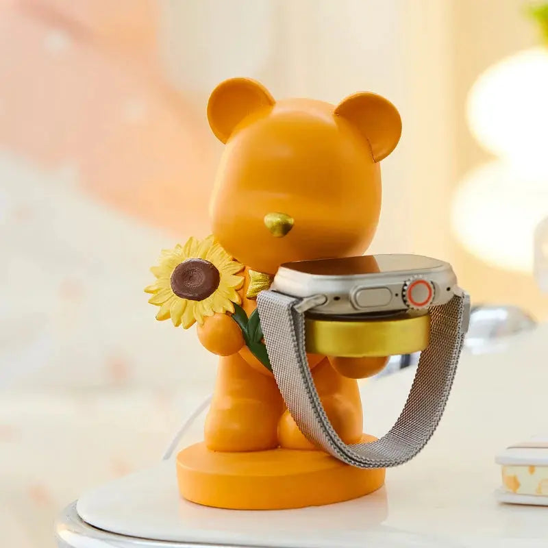 Suporte Criativo Urso com Girassol para Smart Watch Casamarella