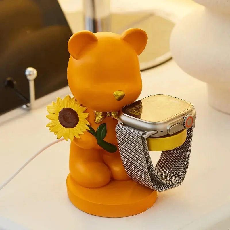 Suporte Criativo Urso com Girassol para Smart Watch Casamarella