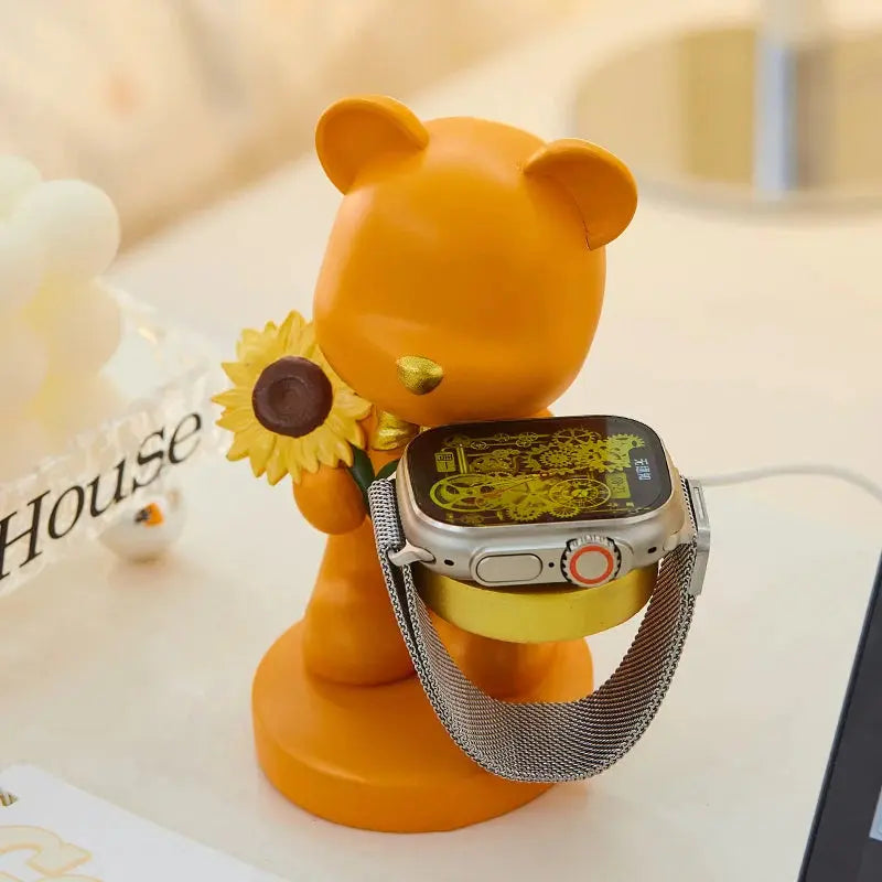 Suporte Criativo Urso com Girassol para Smart Watch Casamarella