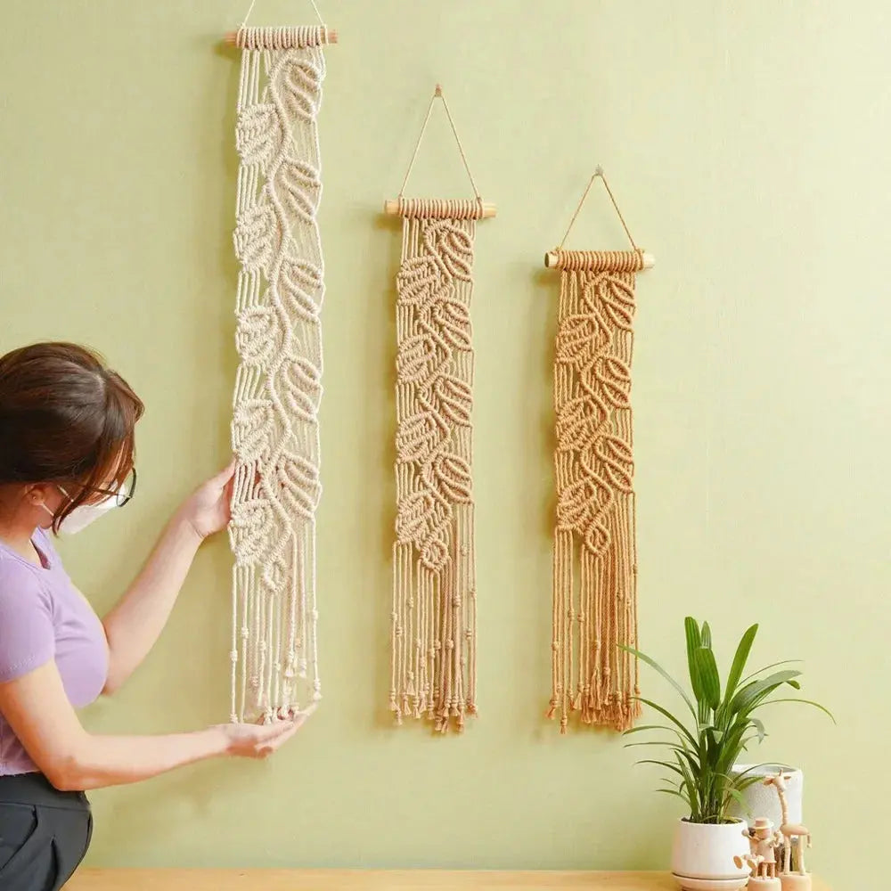 Tapeçaria Decorativa Tecida à Mão em Forma de Folhas Casamarella