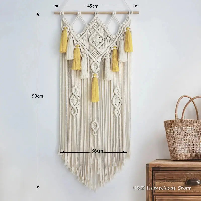 Tapeçaria de Parede de Macrame com Borlas Amaritta