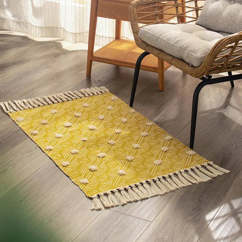Tapete Decorativo com Borlas Estilo Boho 100% Algodão Amaritta