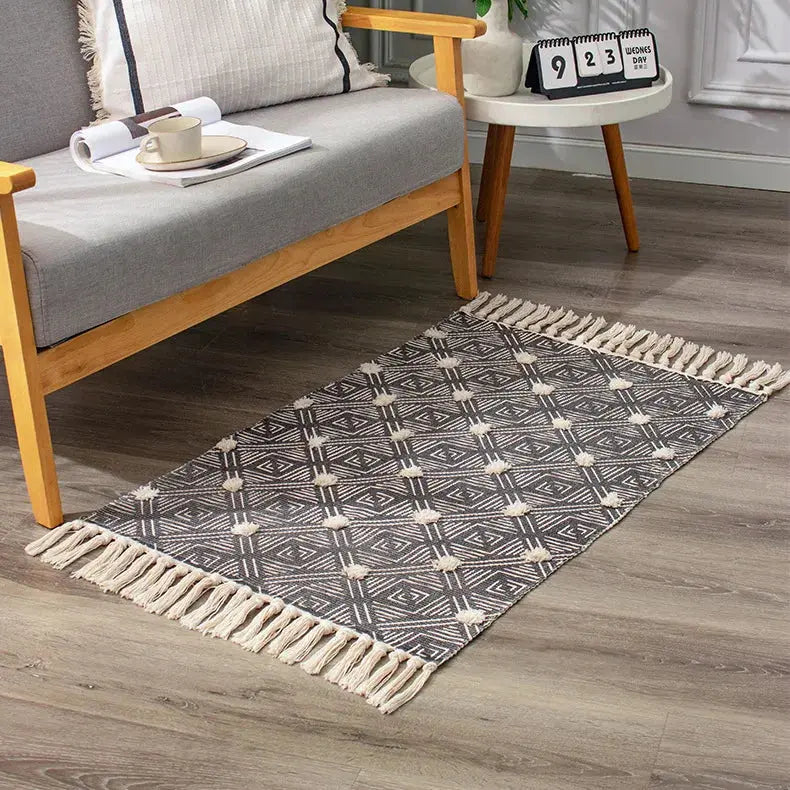 Tapete Decorativo com Borlas Estilo Boho 100% Algodão Amaritta