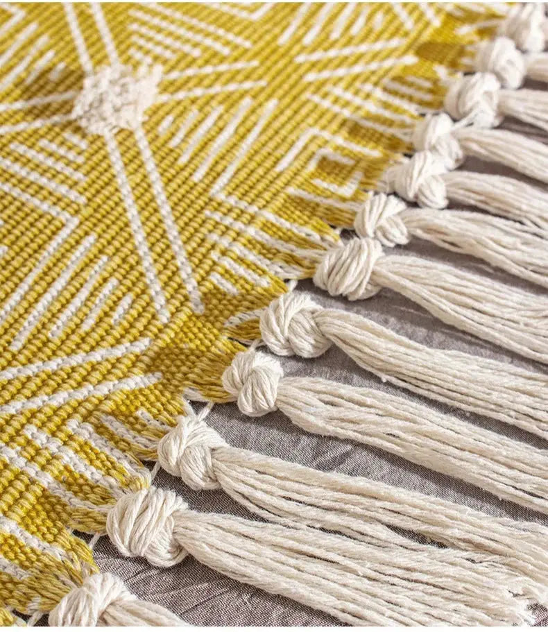 Tapete Decorativo com Borlas Estilo Boho 100% Algodão Amaritta