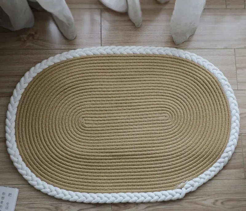 Tapete Oval Antiderrapante para Porta de Entrada 100% Algodão Amaritta