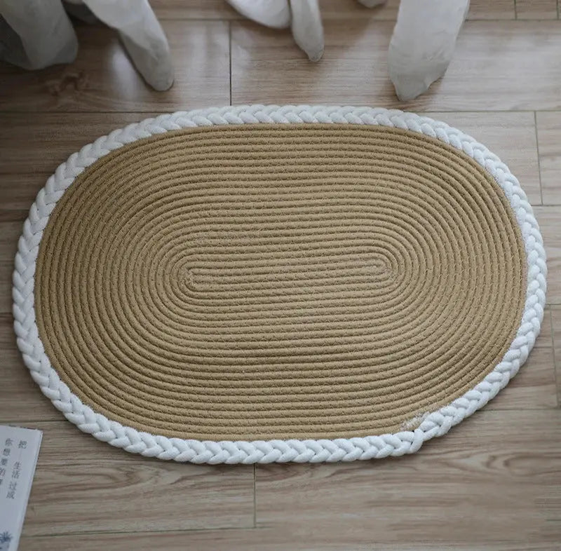 Tapete Oval Antiderrapante para Porta de Entrada 100% Algodão Amaritta