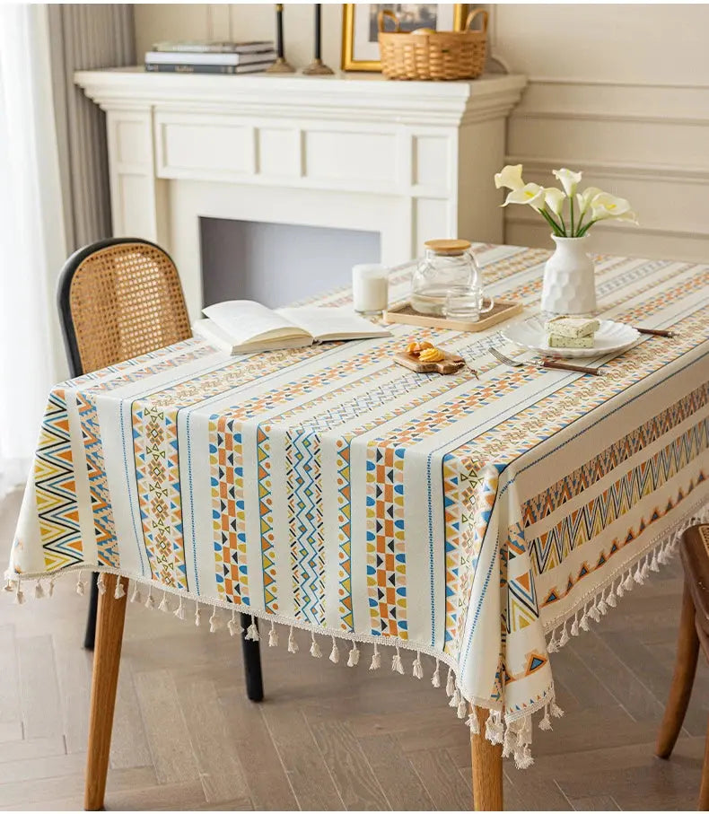 Toalha de Mesa Retangular/Quadrada Estilo Étnico 