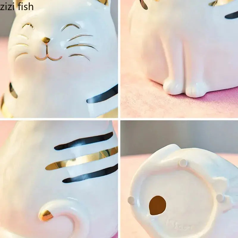 Vaso de Cerâmica e Porcelana em Forma de Gato Casamarella