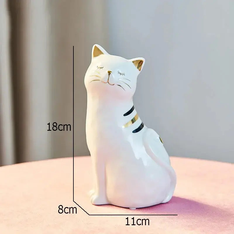Vaso de Cerâmica e Porcelana em Forma de Gato Casamarella