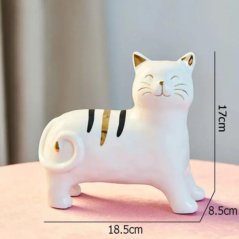 Vaso de Cerâmica e Porcelana em Forma de Gato Casamarella