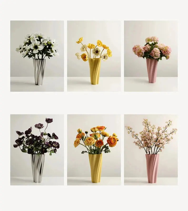 Vaso de Flores Artificiais Luxuoso com Design em Linhas Curvas Amaritta