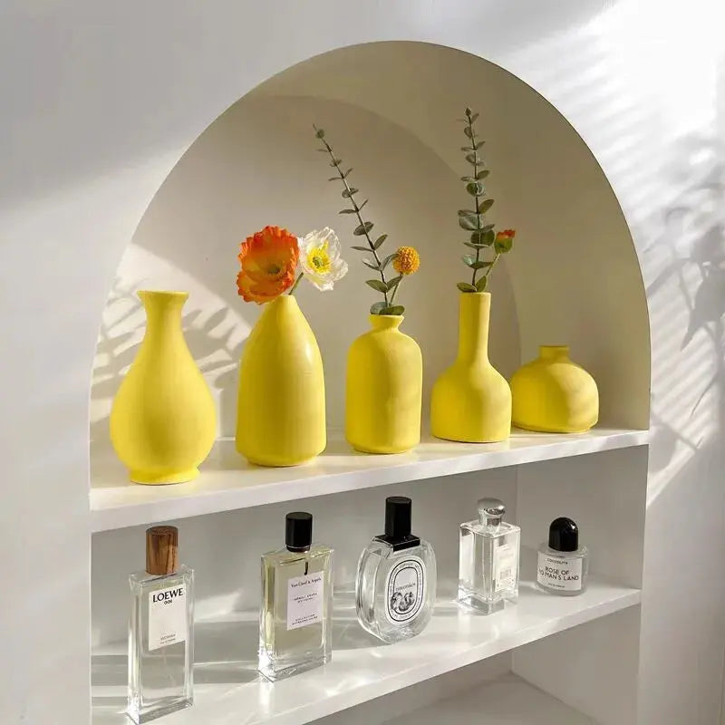 Vasos Decorativos de Cerâmica Amarela Amaritta