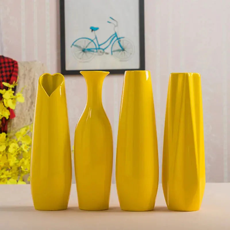 Vasos de Cerâmica Amarelos Design Moderno Casamarella